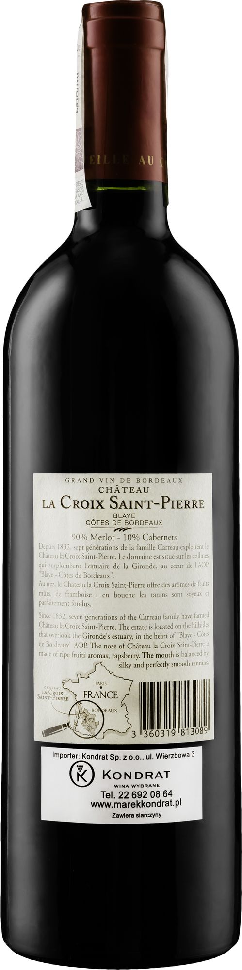 Wino Château La Croix Saint-Pierre Organic Blaye Côtes de Bordeaux AOC