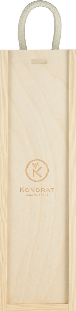 Skrzynka drewniana na jedną butelkę z logo Kondrat Wina Wybrane