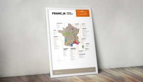 Francja - plakat z mapą regionów winiarskich
