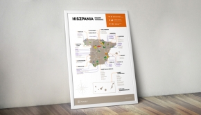 Hiszpania - plakat z mapą regionów winiarskich