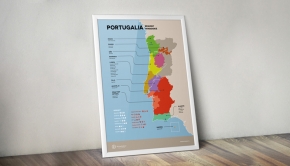 Portugalia - plakat z mapą regionów winiarskich