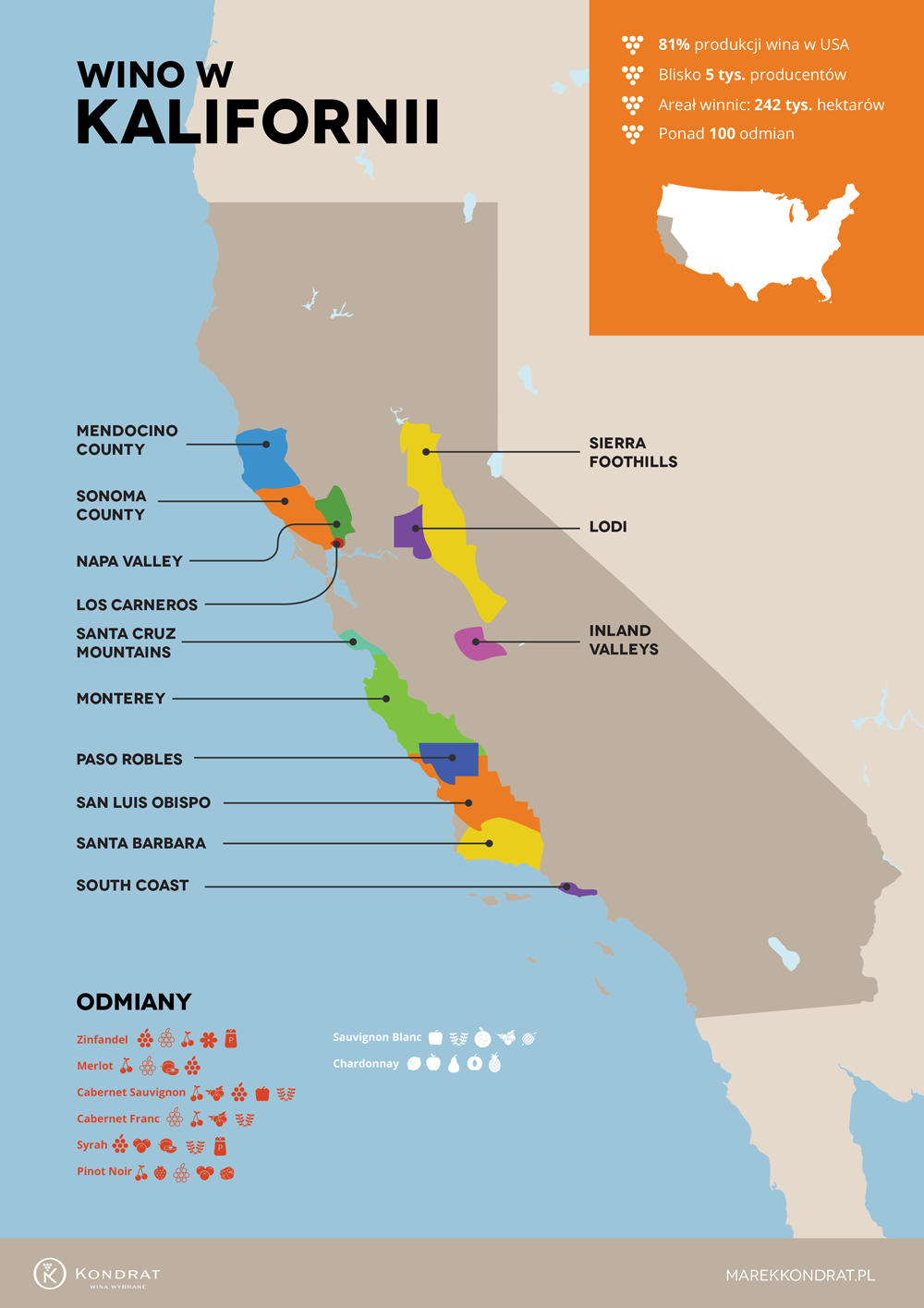 Mapa winiarska Kalifornii