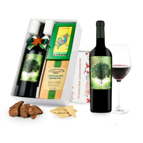Pudełko świąteczne "Czekoladowa przyjemność" z winem Cibolo