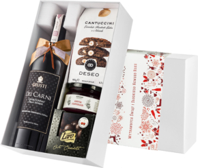 Pudełko świąteczne "Owocowa słodycz" z winem Giusti Chardonnay Dei Carni Venezie IGT 2020