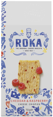 ROKA Biszkopty serowe DELFT BLUE  Cheddar z malinami 70g