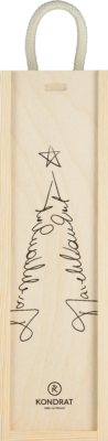 Skrzynka drewniana na jedną butelkę z choinką i logo Kondrat Wina Wybrane