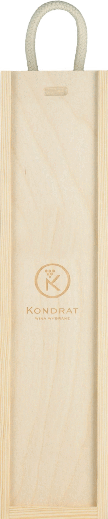 Skrzynka drewniana wysoka z logo Kondrat Wina Wybrane